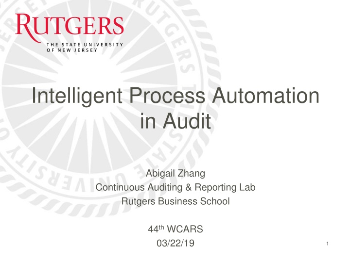 Intelligent Process Automation in Audit: Overview and Motivation