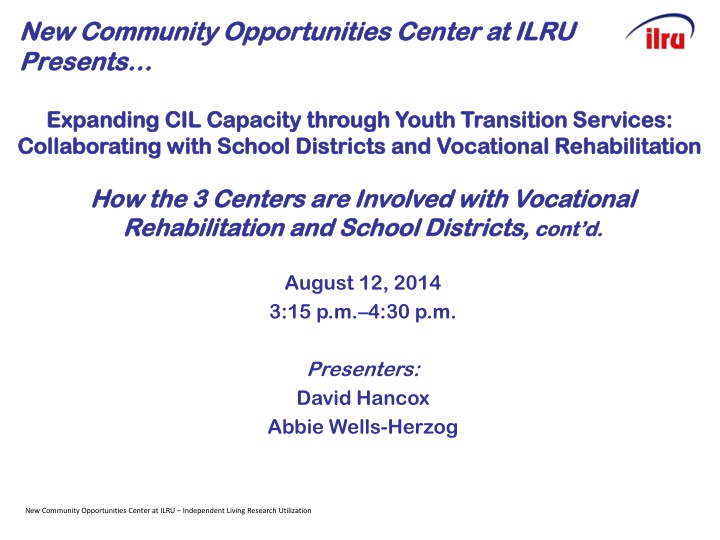 new community opportunities center at ilru n.w