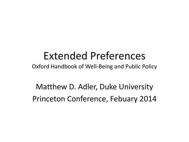 extended preferences oxford handbook of well n.w