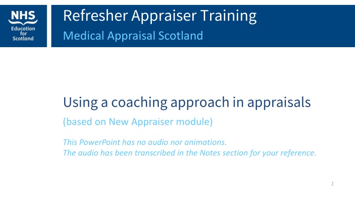 Coaching Approaches in Medical Appraisal - Scotland