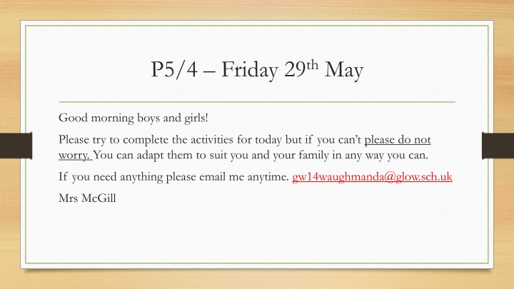 p5 4 friday 29 th may n.w