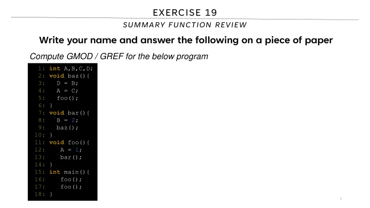 exercise 19 summary function review n.w