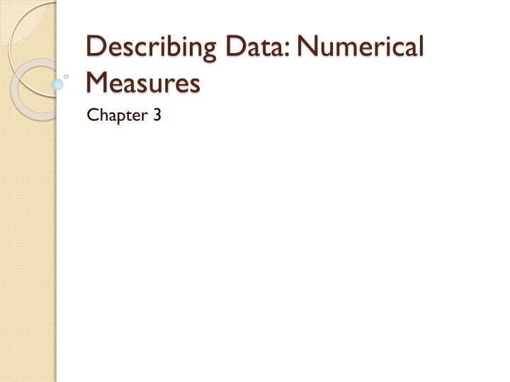 describing data numerical measures chapter 3 n.w