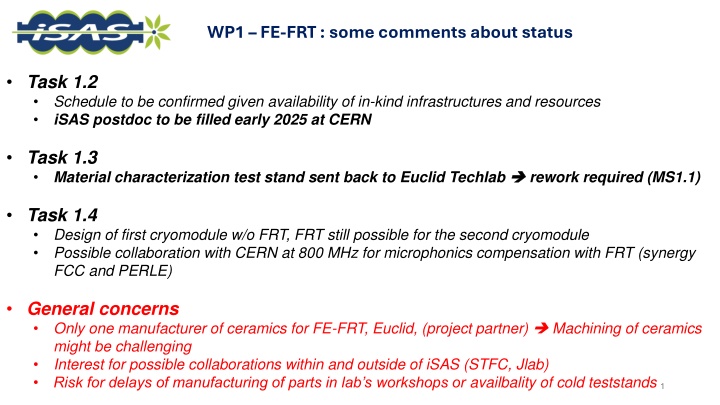 wp1 fe frt some commentsabout status n.w