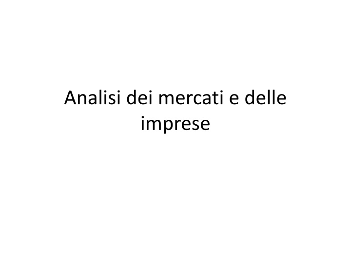 analisi dei mercati e delle imprese n.w