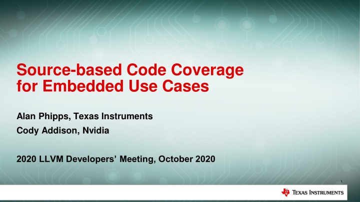 source based code coverage for embedded use cases n.w