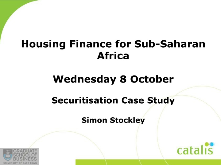 Securitisation Case Study in Sub-Saharan Africa: Lessons and Trends