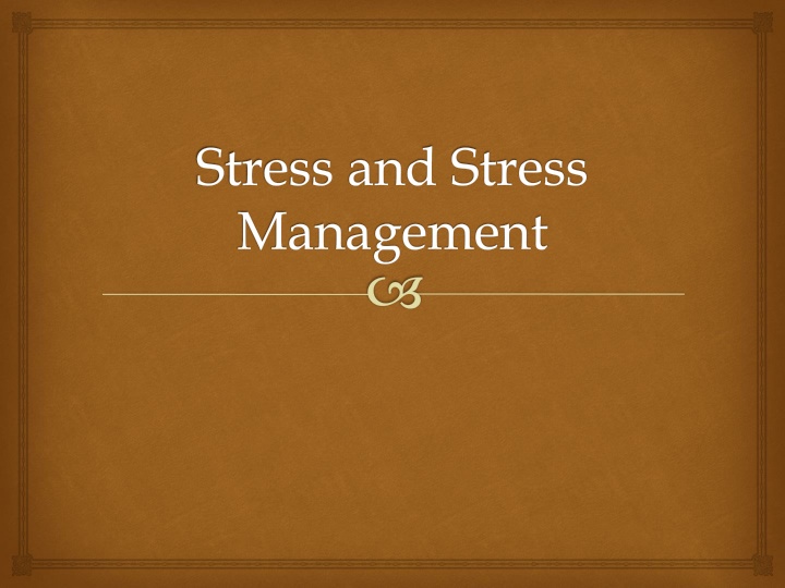 stress and stress management n.w