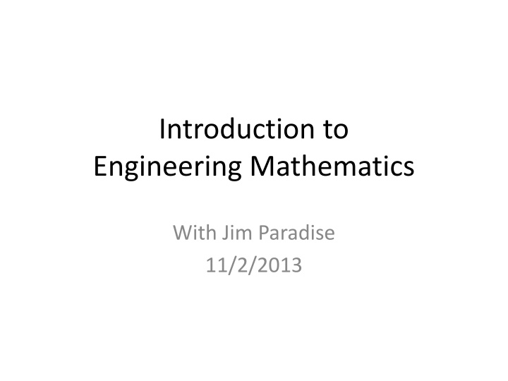 introduction to engineering mathematics n.w