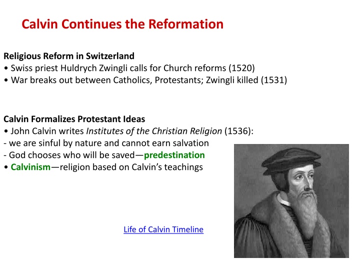 calvin continues the reformation n.w