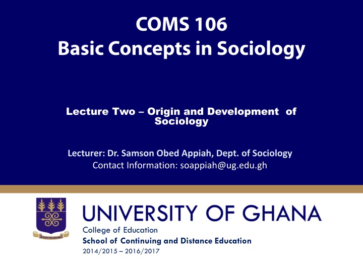 lecture two origin and development of sociology n.w