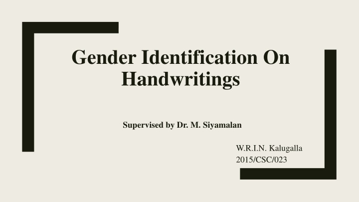 gender identification on handwritings n.w