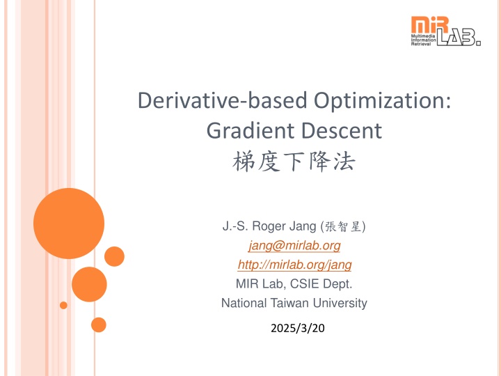 derivative based optimization gradient descent n.w