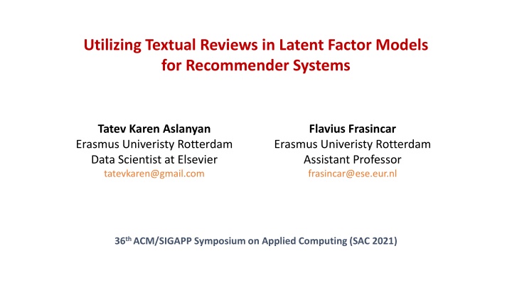 utilizing textual reviews in latent factor models n.w