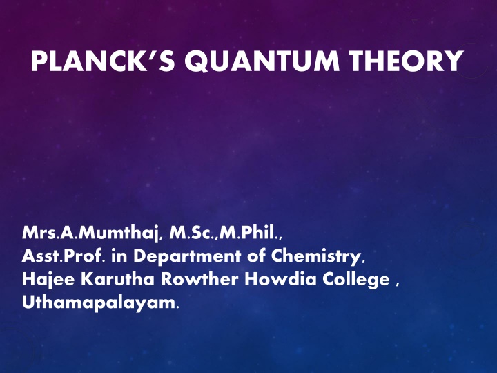 planck s quantum theory n.w
