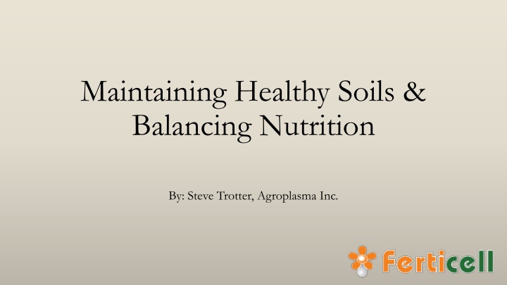 maintaining healthy soils balancing nutrition n.w