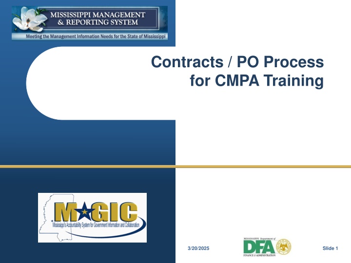contracts po process for cmpa training n.w