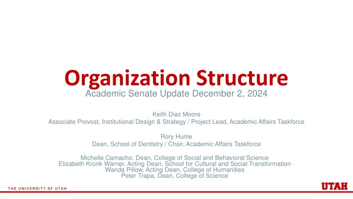 organization structure academic senate update n.w
