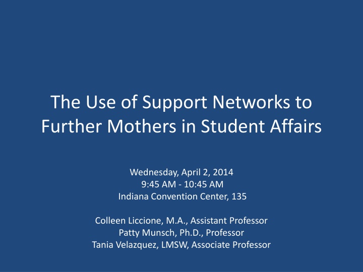 the use of support networks to further mothers n.w