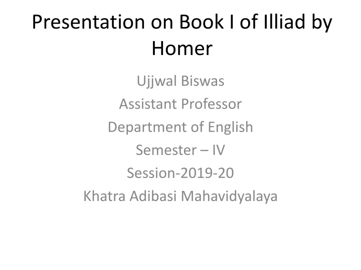 presentation on book i of illiad by homer n.w