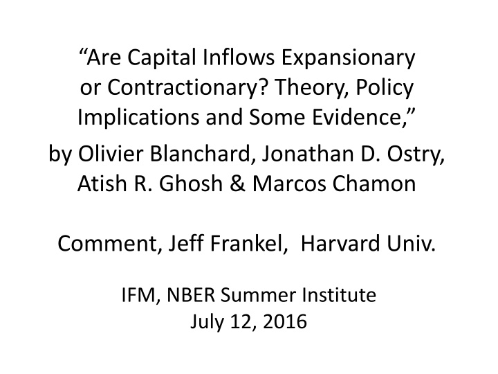 are capital inflows expansionary n.w