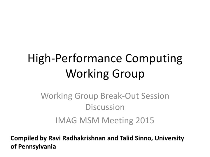 high performance computing working group n.w