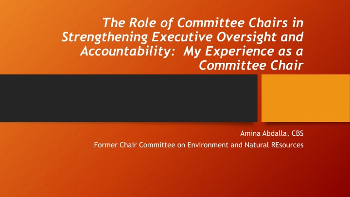 the role of committee chairs in strengthening n.w
