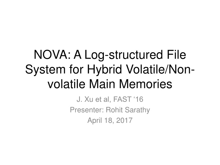 nova a log structured file system for hybrid n.w