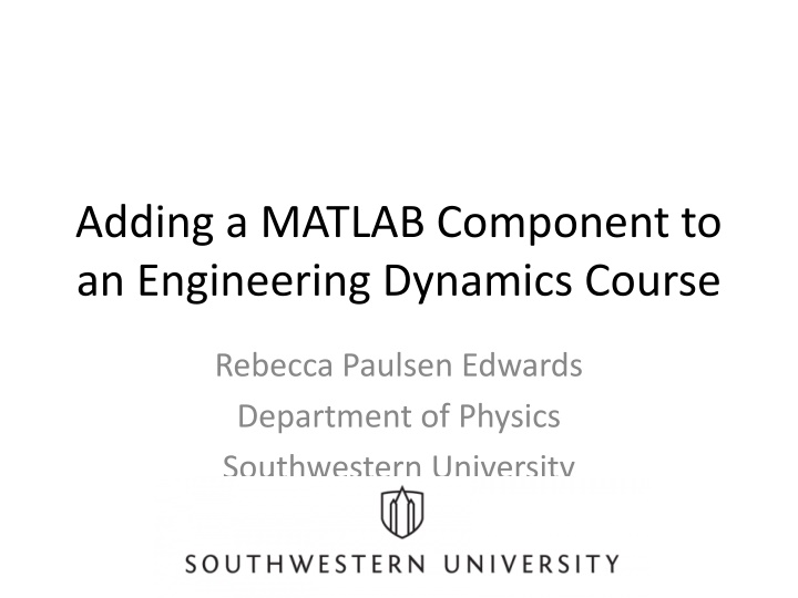adding a matlab component to an engineering n.w