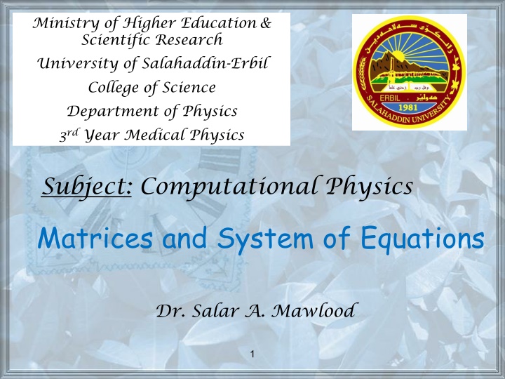 ministry of higher education scientific research n.w