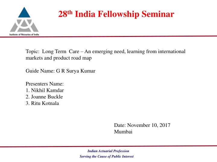 28 th india fellowship seminar n.w