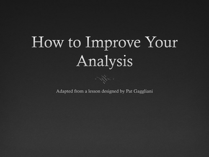 how to improve your analysis n.w