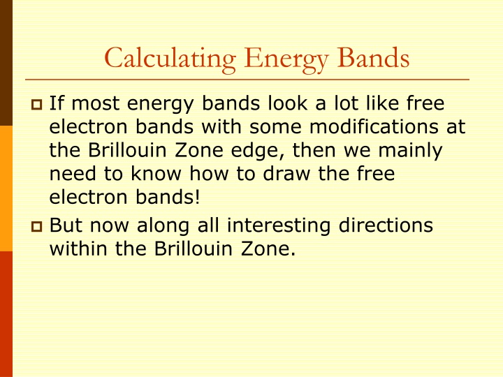 calculating energy bands n.w