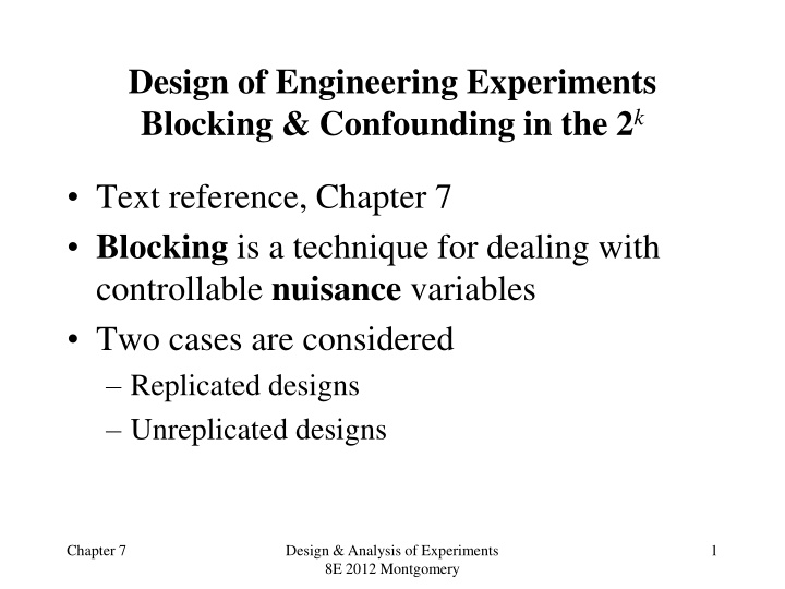 design of engineering experiments blocking n.w