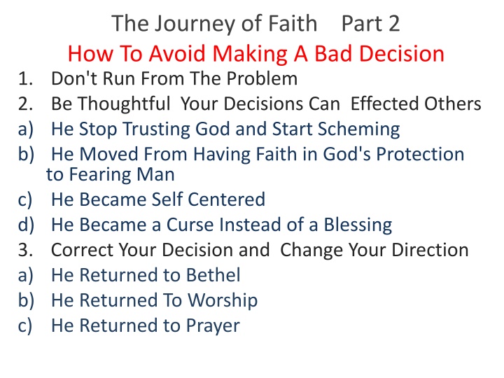 the journey of faith part 2 how to avoid making n.w
