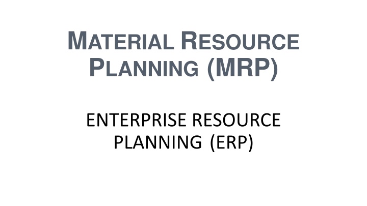 m aterial r esource p lanning mrp n.w