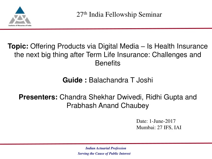 27 th india fellowship seminar n.w