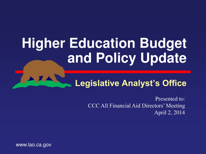 higher education budget and policy update n.w