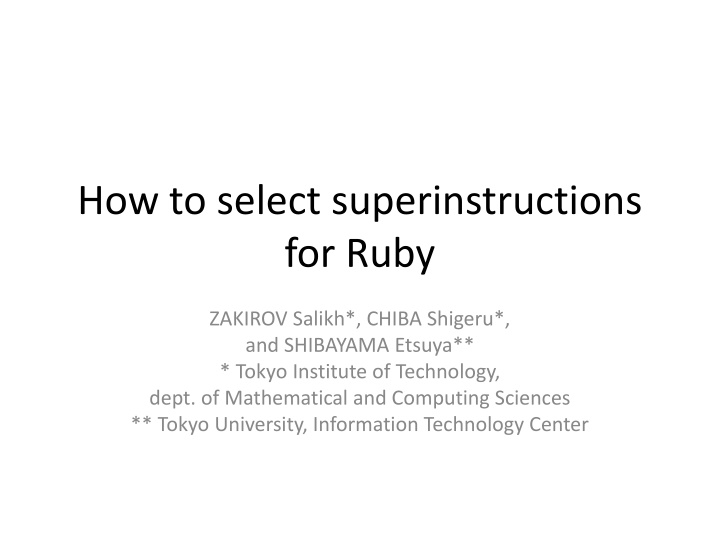 how to select superinstructions for ruby n.w