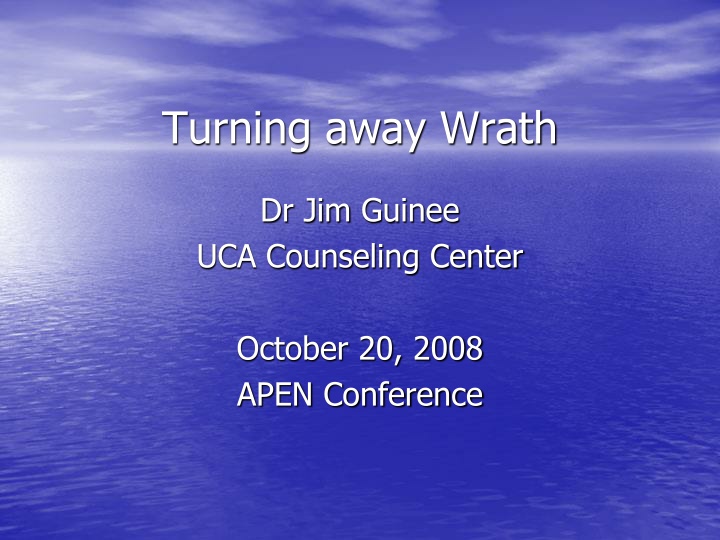 turning away wrath n.w