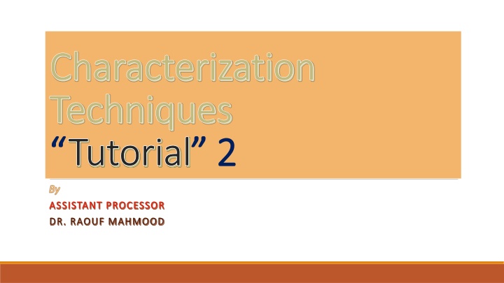 Chemical and Structural Characterization Techniques