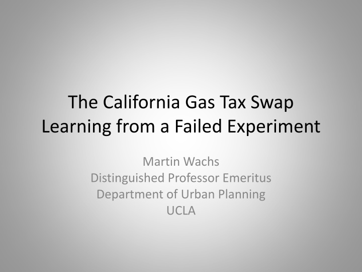 the california gas tax swap learning from n.w