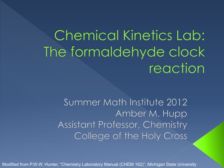 chemical kinetics lab the formaldehyde clock n.w