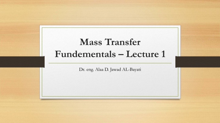 mass transfer fundementals lecture 1 n.w