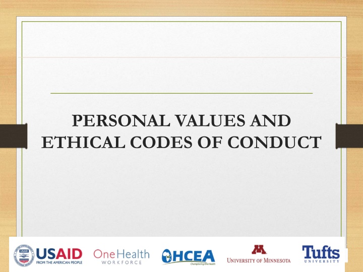 personal values and ethical codes of conduct n.w