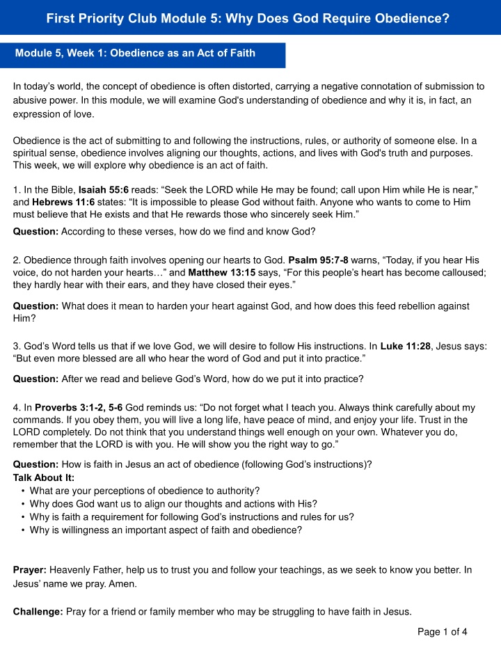 first priority club module 5 why does god require n.w