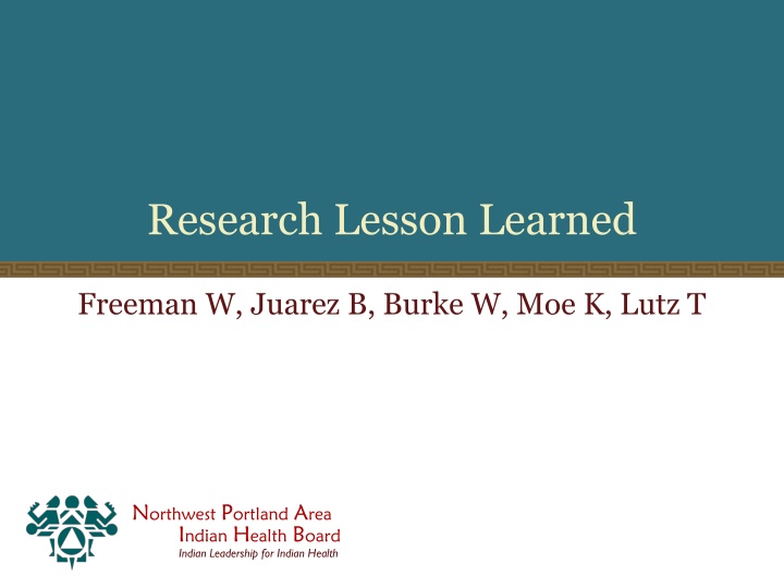 research lesson learned n.w