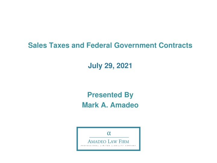 sales taxes and federal government contracts n.w