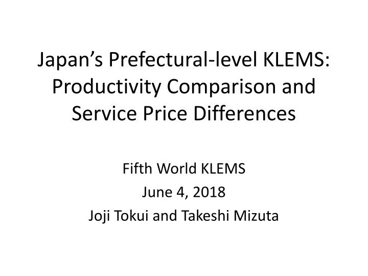 japan s prefectural level klems productivity n.w