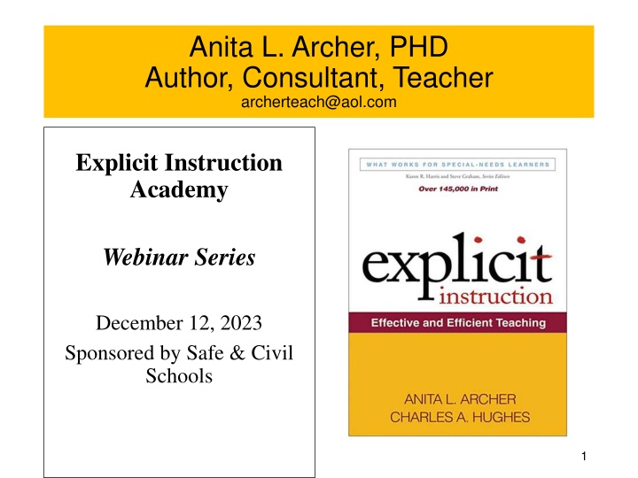 anita l archer phd author consultant teacher n.w